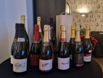 Výběr šumivých vína na degustaci