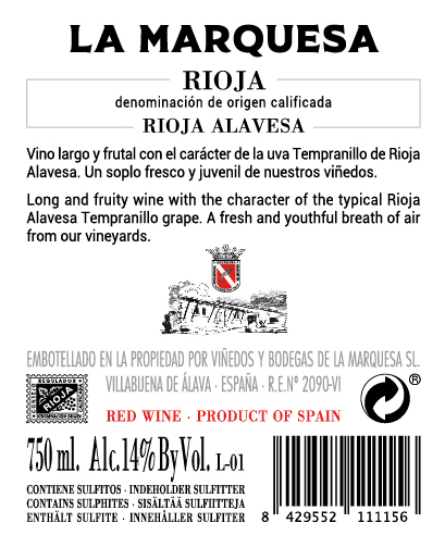 Viñedos y Bodegas de la Marquesa – La Marquesa, zadní viněta