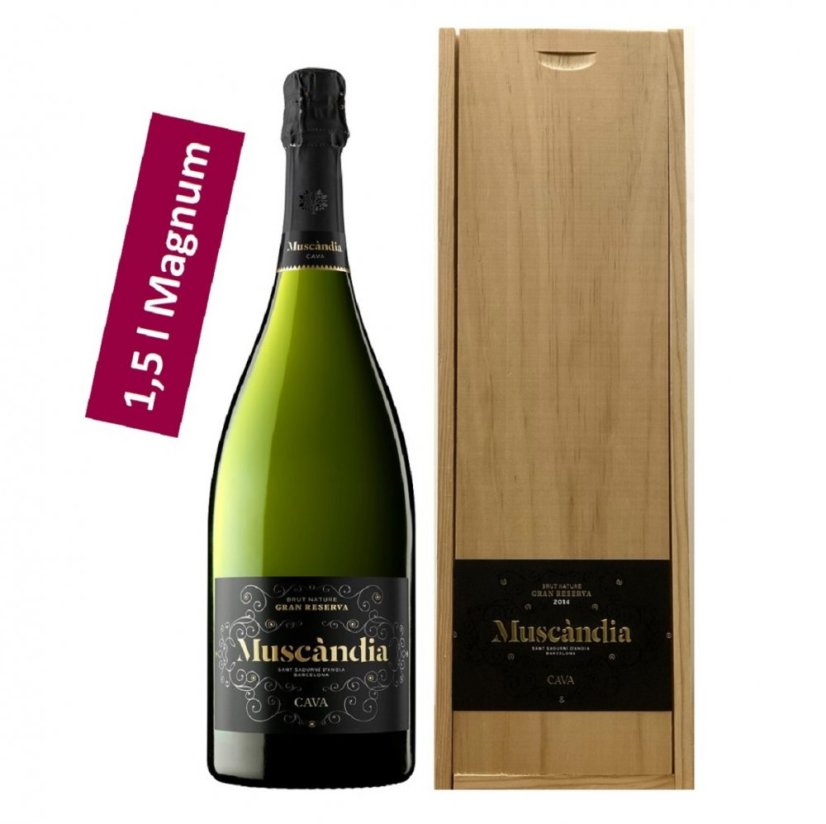 MAGNUM Cava Muscandia Brut Nature Gran Reserva 2014 s dřevěným boxem
