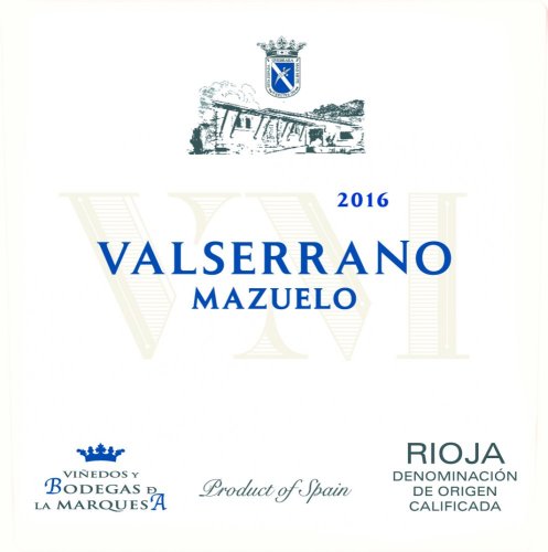 Viñedos y Bodegas de la Marquesa - Valserrano Mazuelo, přední etiketa